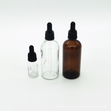 Personnalisé vide rechargeable 100 ml ambre huile essentielle verre compte-gouttes bouteille 10 ml